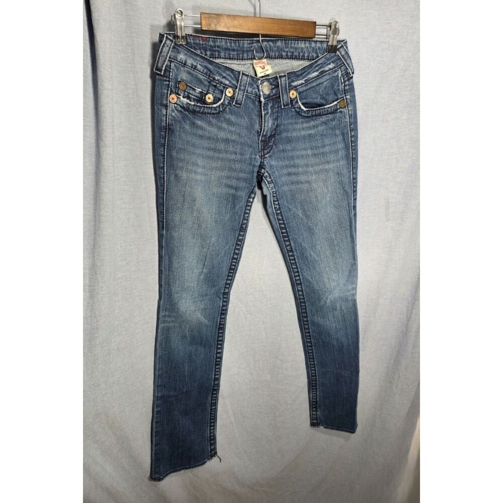 True Religion Johnny Big T Made in USA Medium Wash Jeans 28x32 Heel Distressed